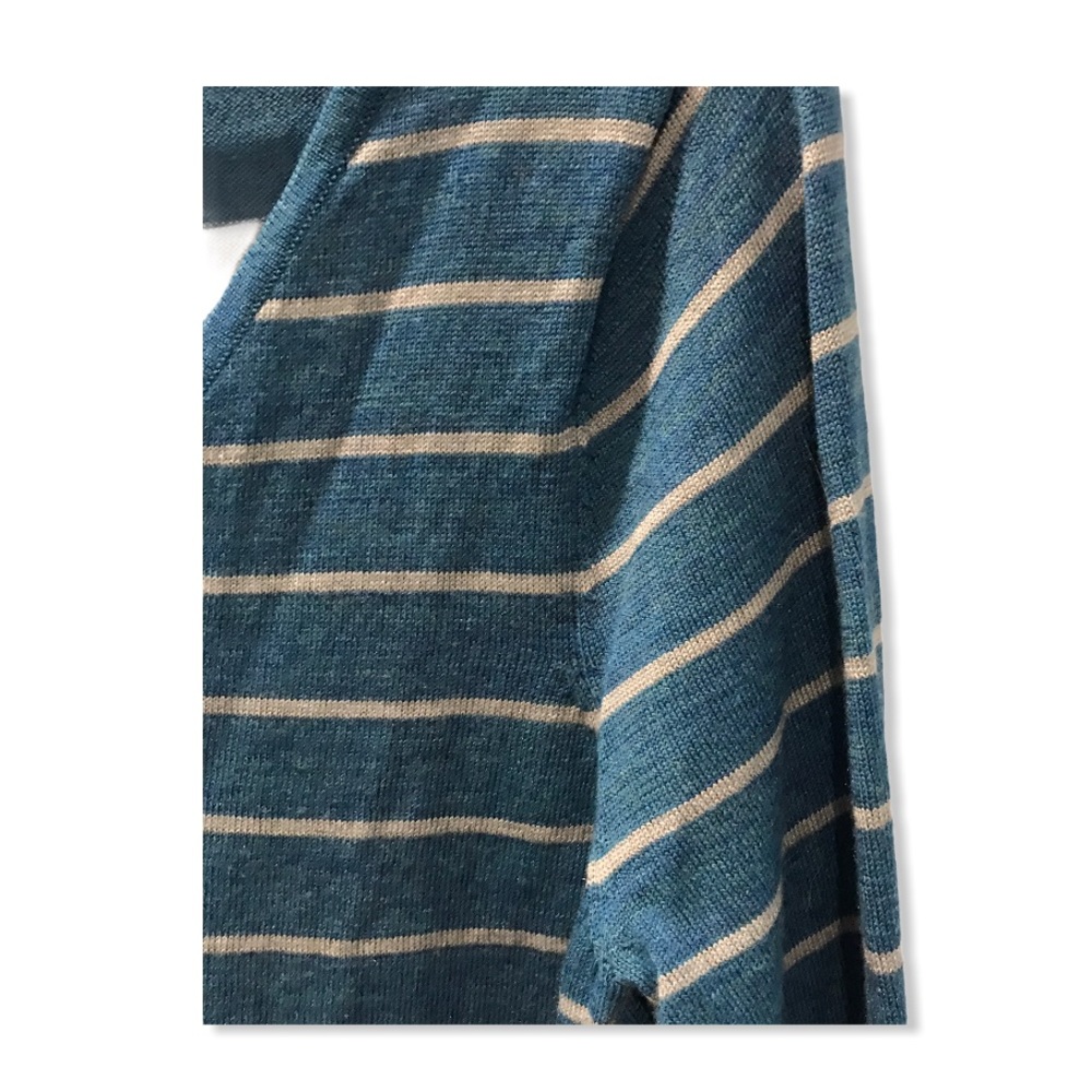 EUC Smartwool V-Neck Striped Wool Blue Sweater - Picture 6 of 8